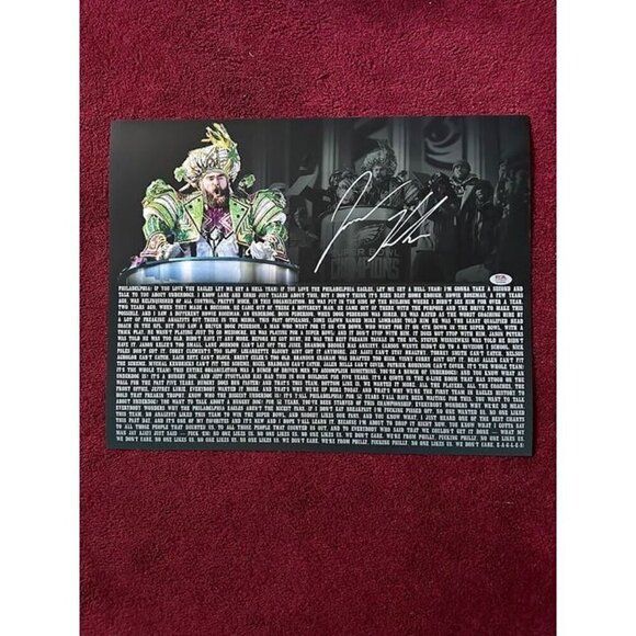 Jason Kelce signed autographed Eagles SBLII Parade Speech 16x20 Photo PSA - Picture 1 of 4